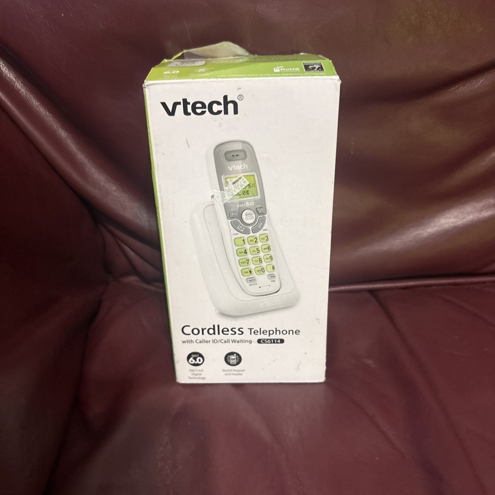 VTech CS6114 DECT 6.0 Crdless Phone w/Caller ID/Call Waiting, White Grey